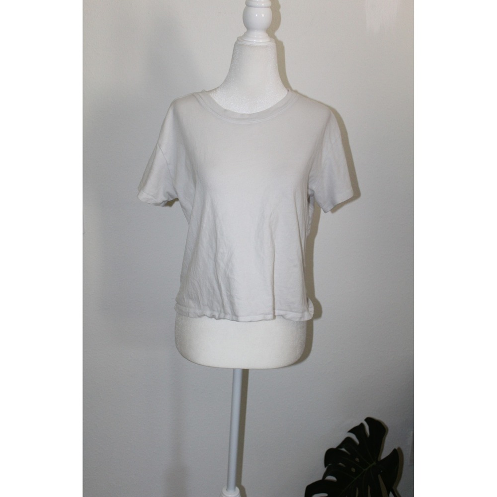 Z Supply Womens White Relaxed Short Sleeve Crew Neck Cropped Tee Shirt XS